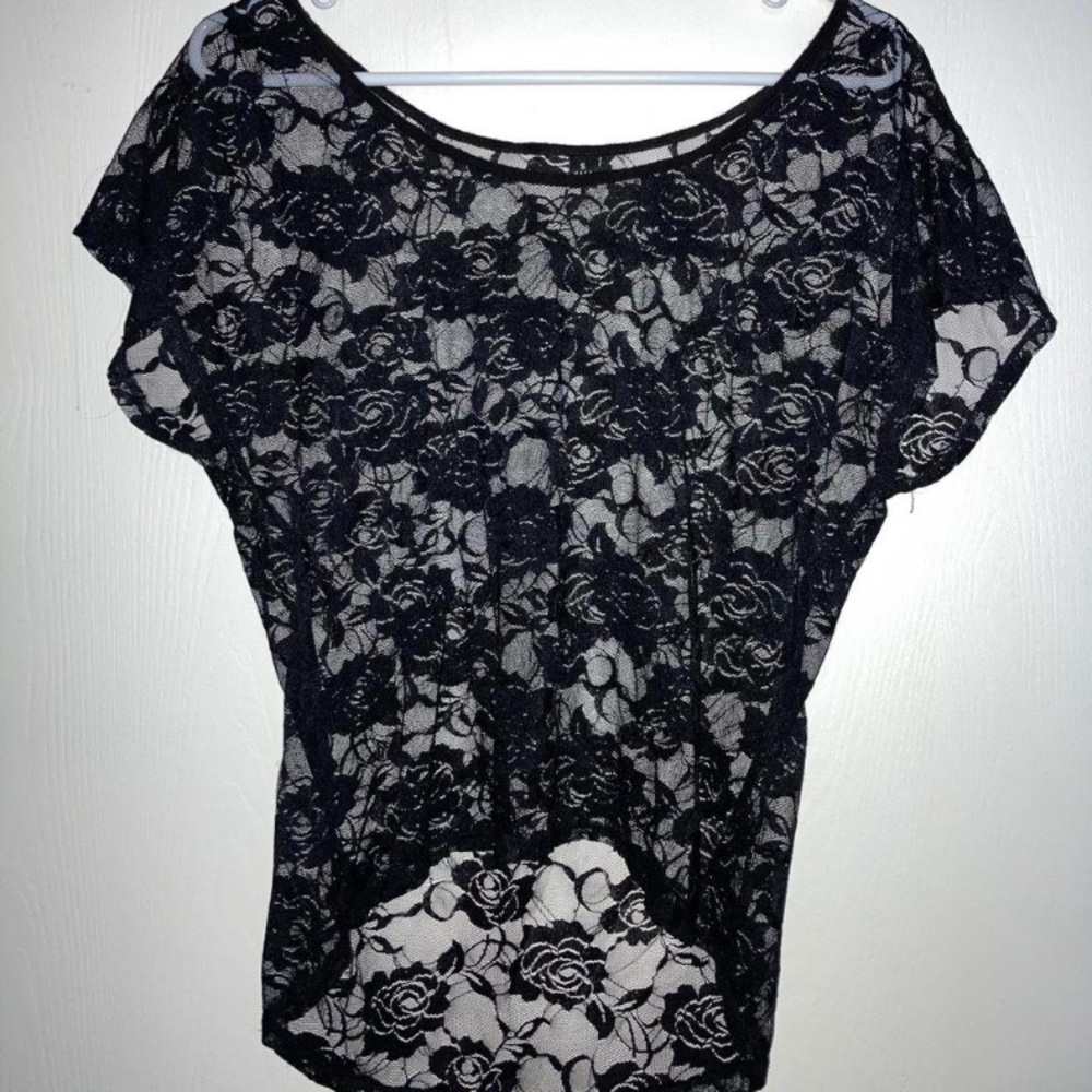 Black Floral Lace Women's Blouse